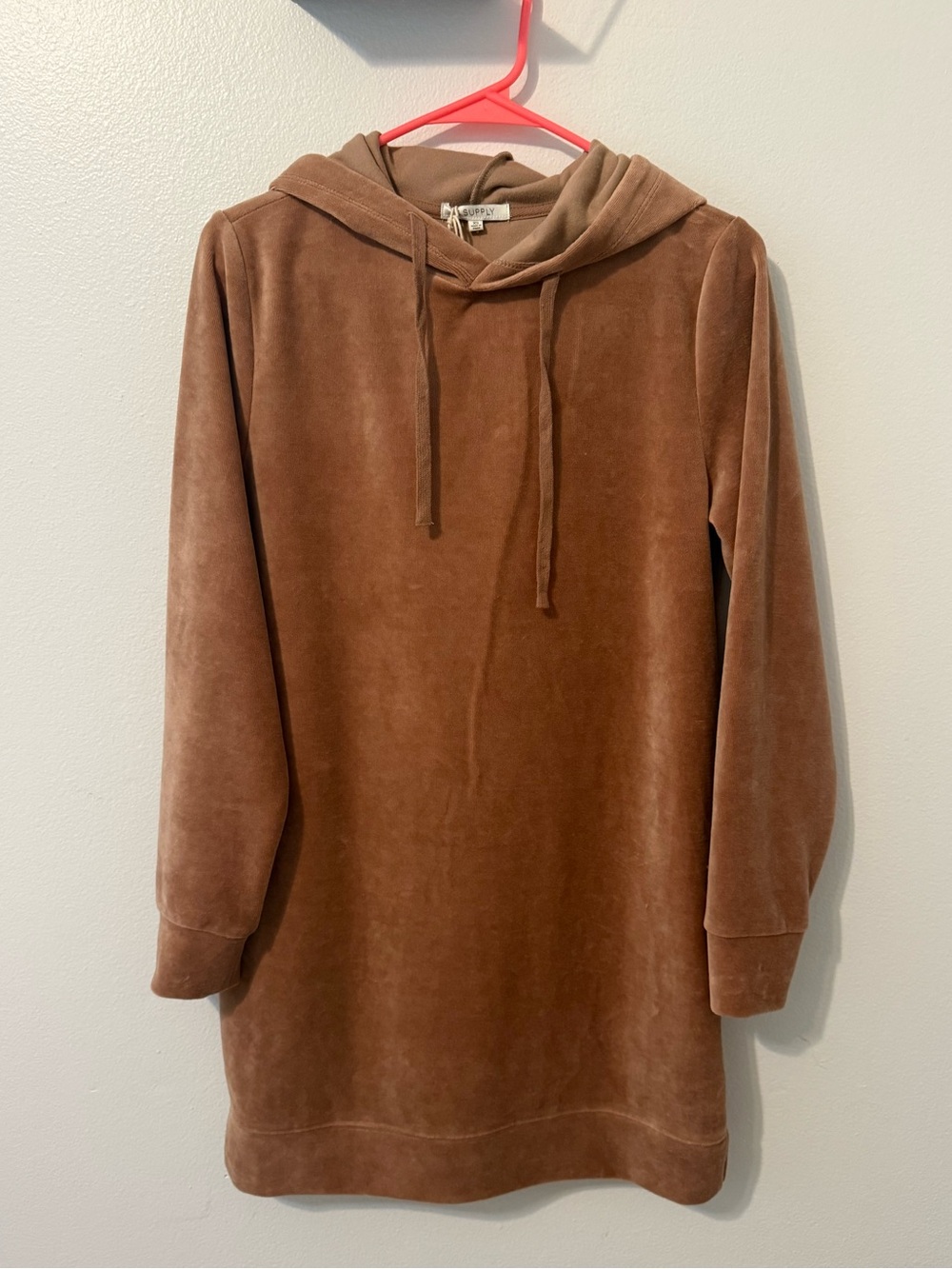 ❤️ Z Supply Tan Velour Hoodie Dress